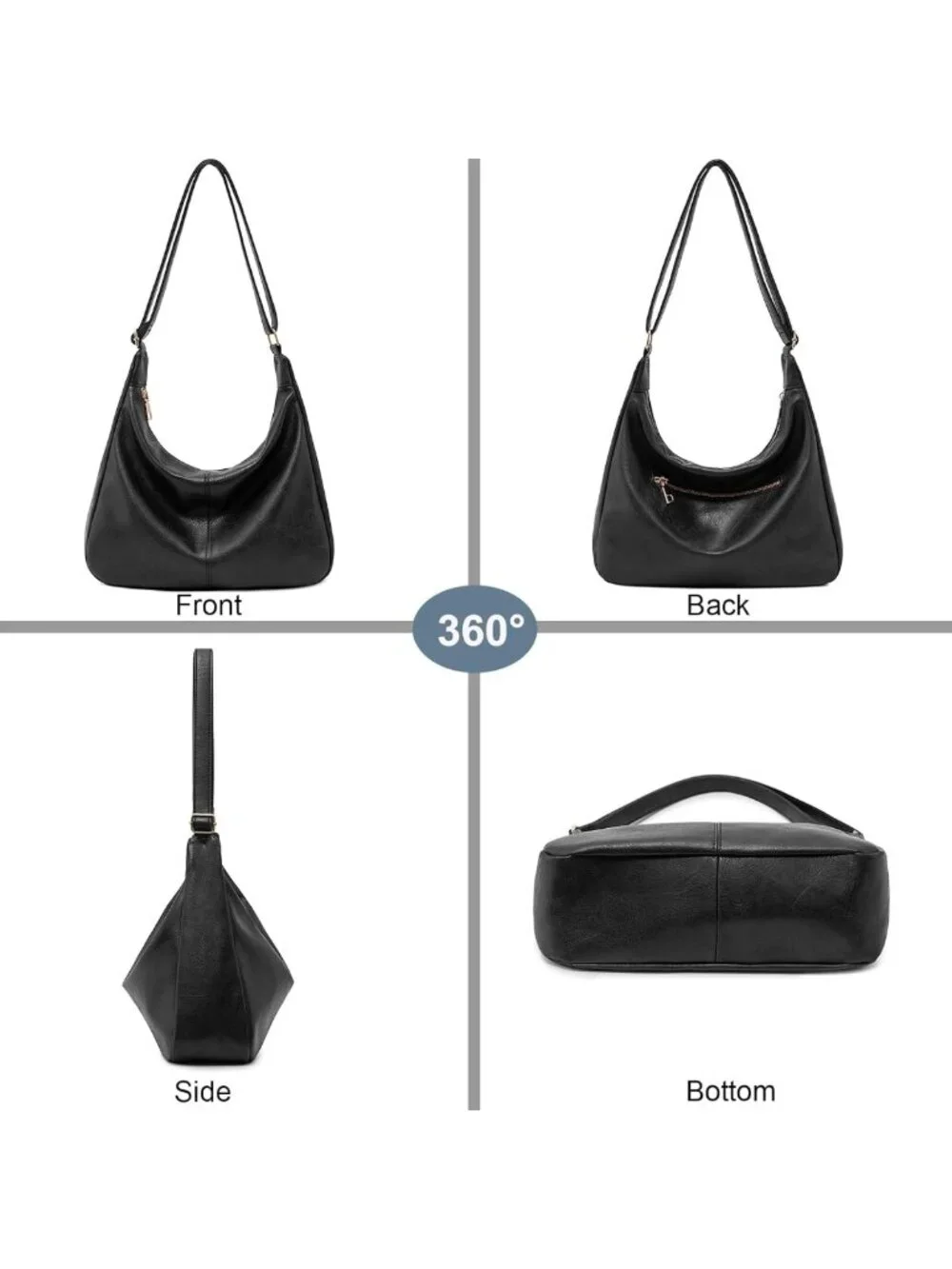 Stylish Foldable Vegan Leather Hobo Bag - Slouchy Tote & Crossbody Purse for